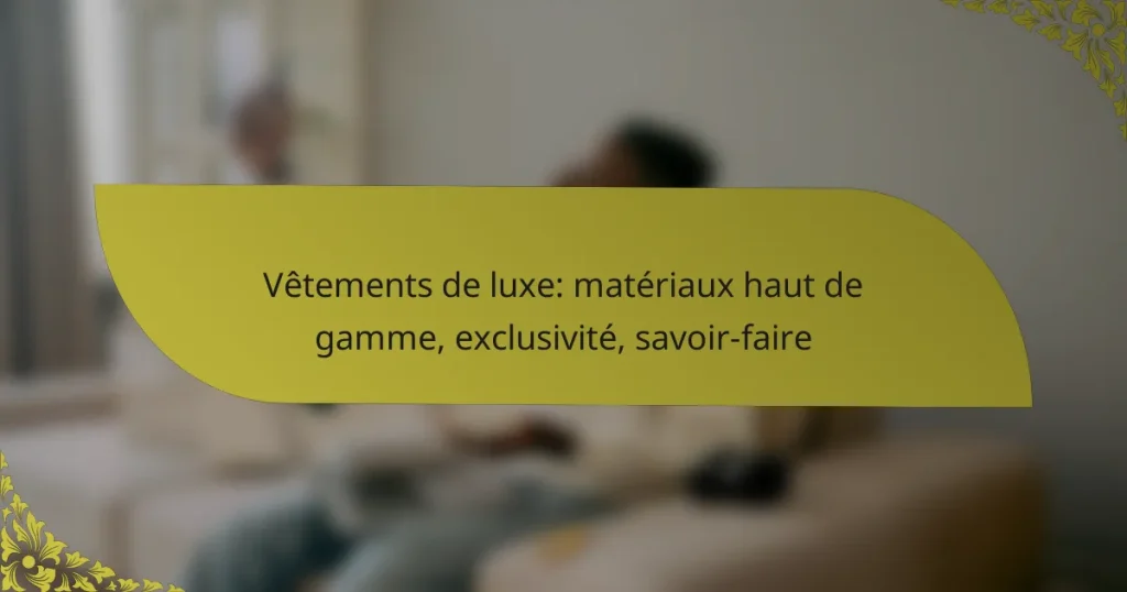 Vêtements de luxe: matériaux haut de gamme, exclusivité, savoir-faire