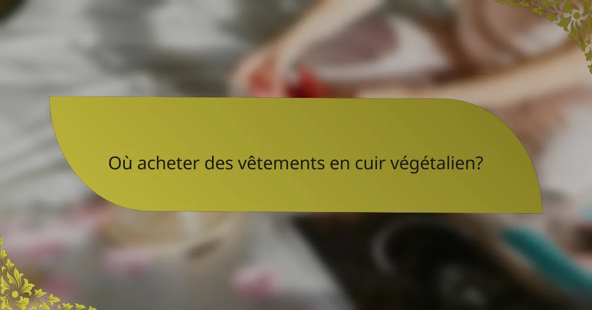 Où acheter des vêtements en cuir végétalien?