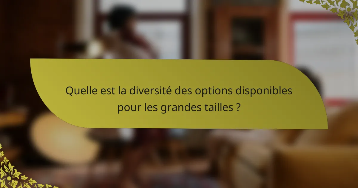 Quelle est la diversité des options disponibles pour les grandes tailles ?