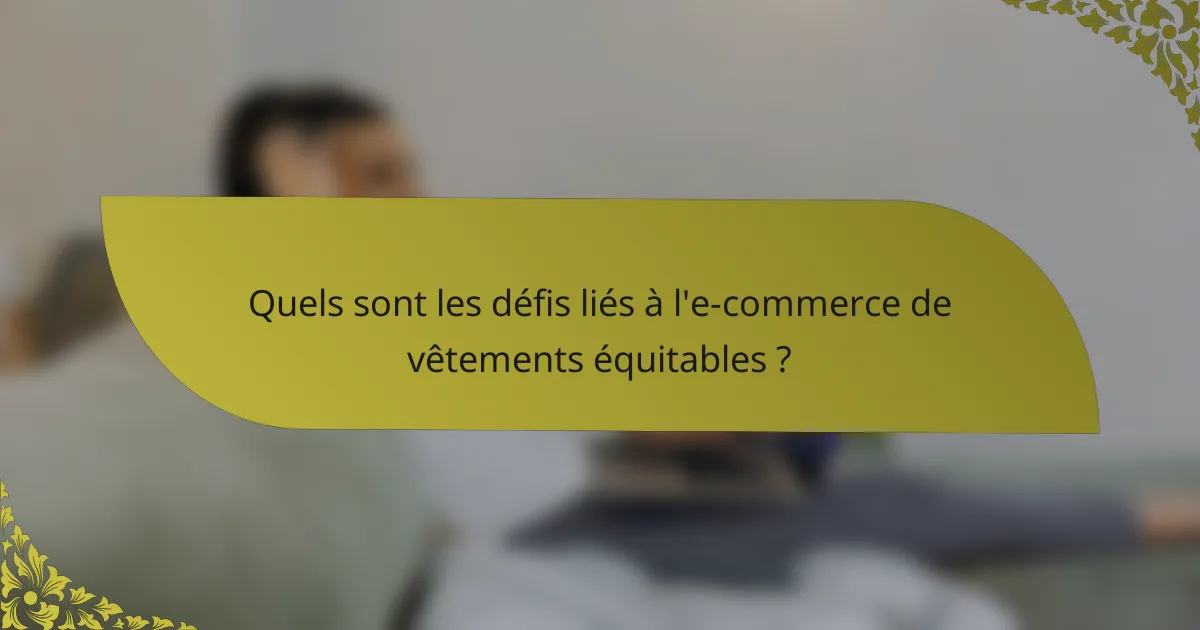 Quels sont les défis liés à l'e-commerce de vêtements équitables ?