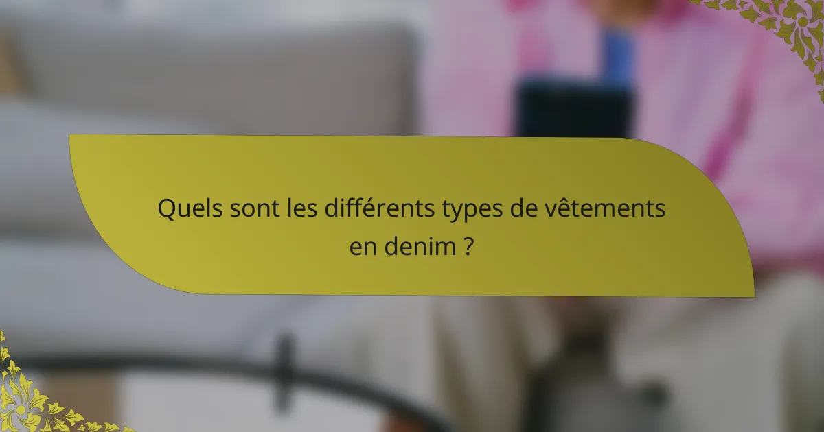 Quels sont les différents types de vêtements en denim ?