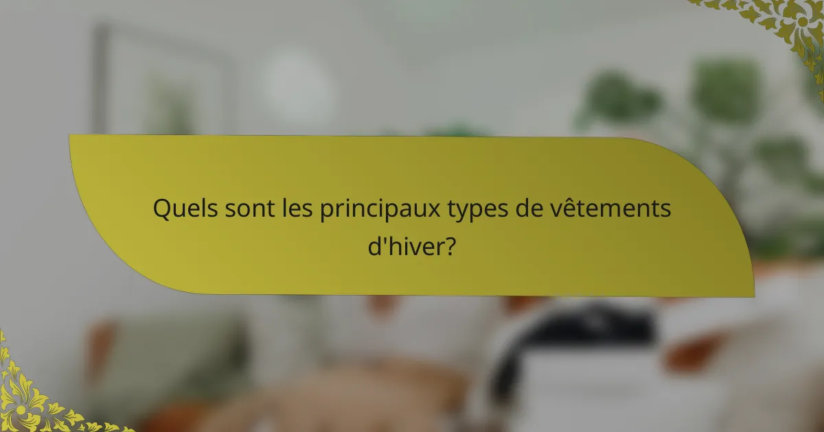 Quels sont les principaux types de vêtements d'hiver?