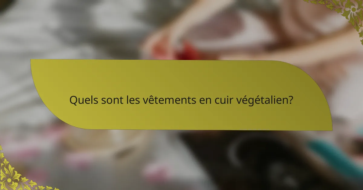 Quels sont les vêtements en cuir végétalien?